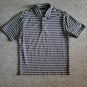 Nike‎ Golf Polo Shirt Mens Large Striped Fit Dry Performance Swoosh 256487-414